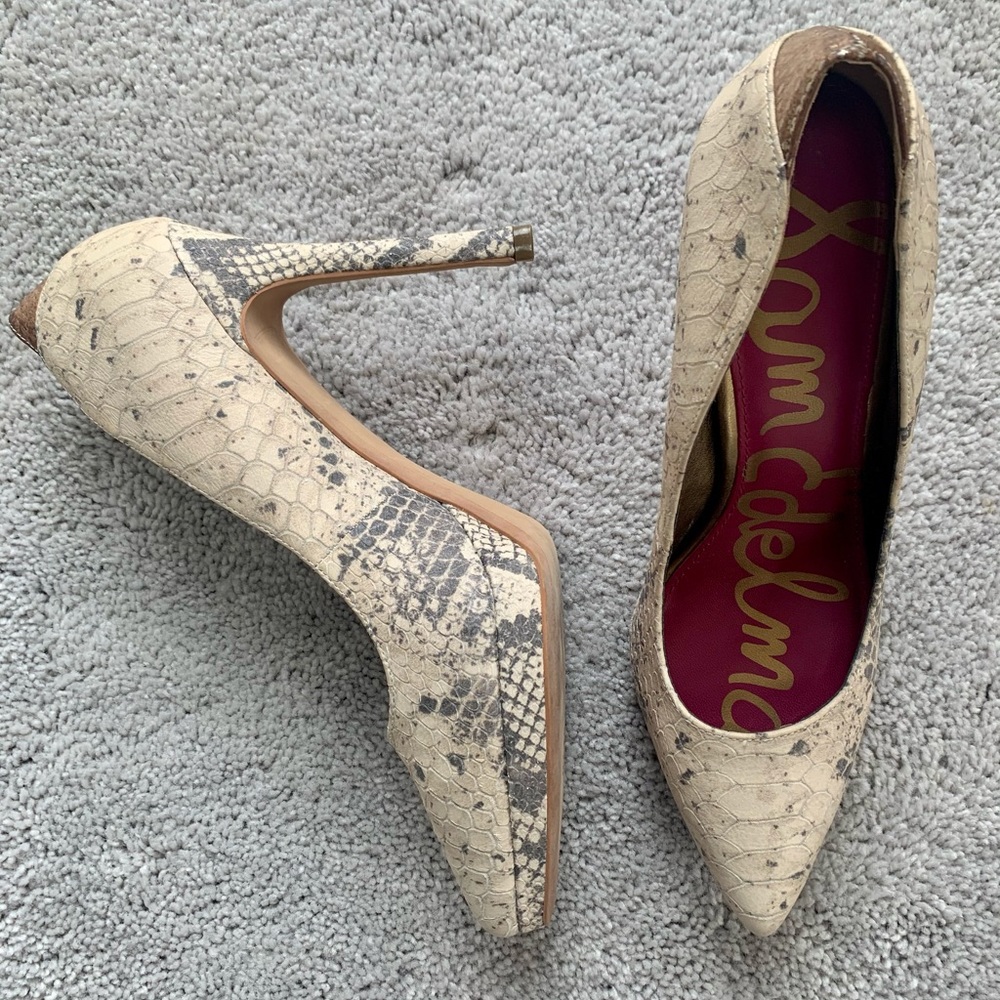 Sam Edelman Celia Leather Snakeskin Pumps - Picture 4 of 8